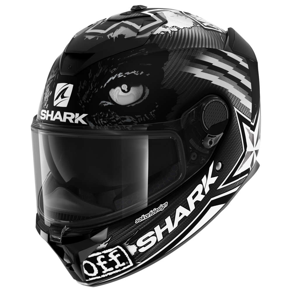 Image of Shark Spartan GT Carbon Redding Mat Carbon White Anthracite DWA Full Face Helmet Size XS EN