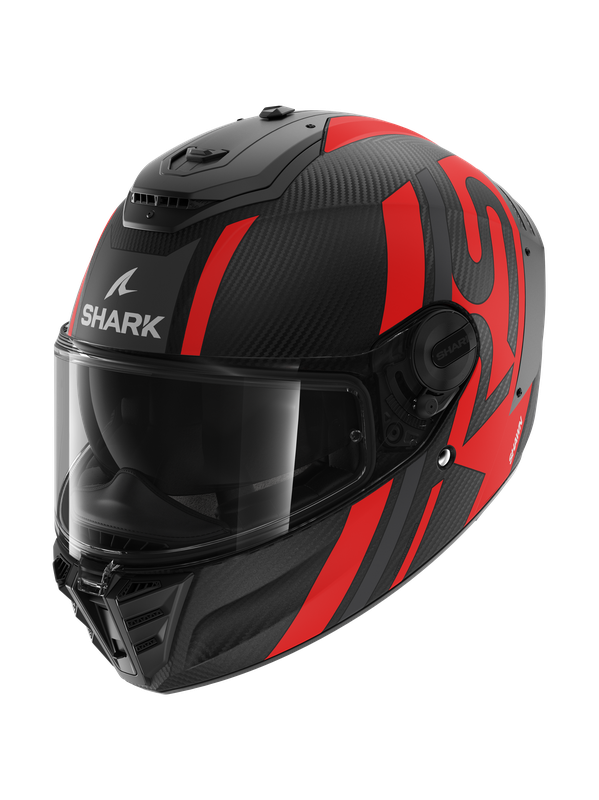 Image of Shark Spartan RS Carbon Shawn Mat Carbon Anthracite Red DAR Full Face Helmet Size M EN
