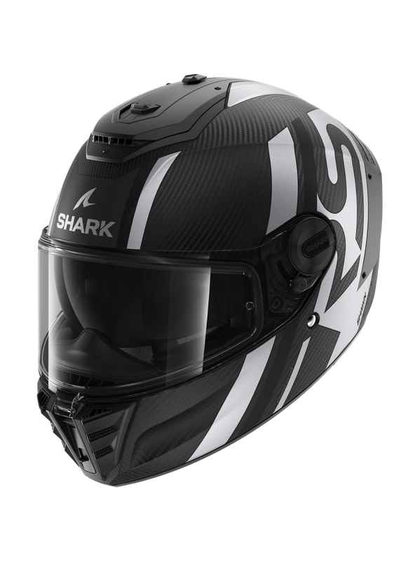 Image of Shark Spartan RS Carbon Shawn Mat Carbon Black Silver DKS Full Face Helmet Size L EN
