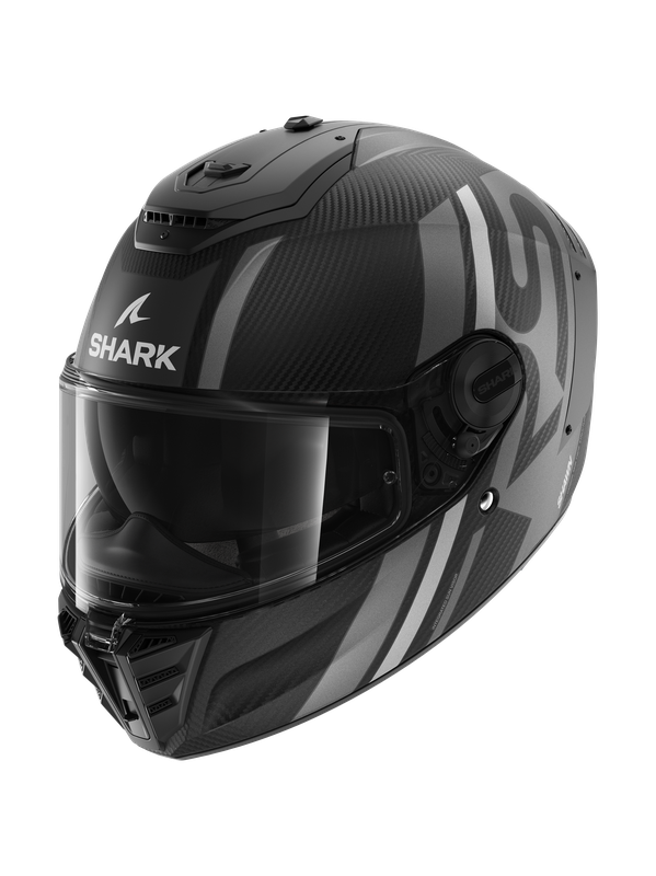 Image of Shark Spartan RS Carbon Shawn Mat Carbon Silver Anthracite DSA Full Face Helmet Size S EN