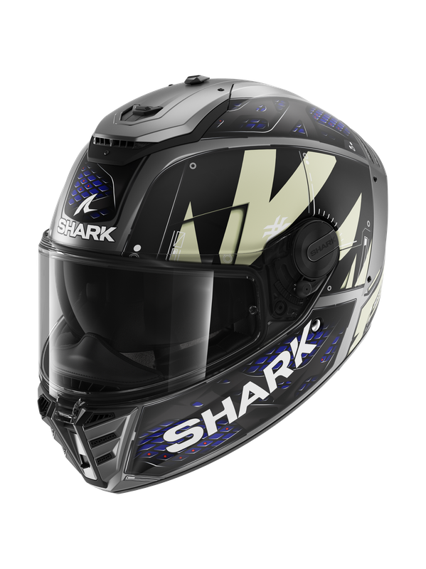 Image of Shark Spartan RS Stingrey Mat Anthracite Anthracite Blue AAB Full Face Helmet Size M EN