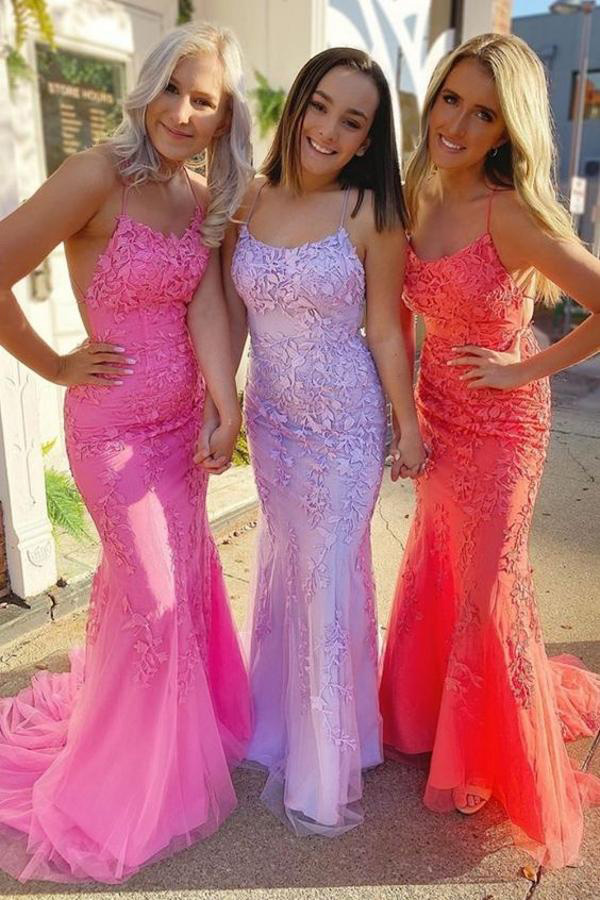 Image of Sheath dress Trumpet Lace with Appliques Prom Graduation Cocktail Party Long Mermaid Homecoming Danciing for Juniors