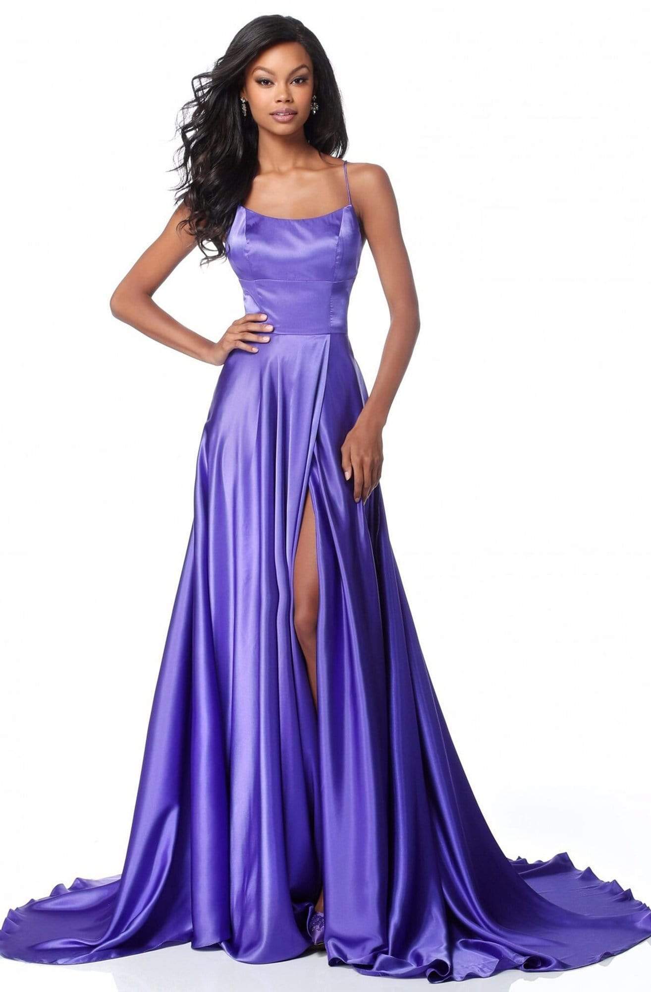 Image of Sherri Hill - 51631 Sexy Lace-Up Back A-Line Long Evening Dress