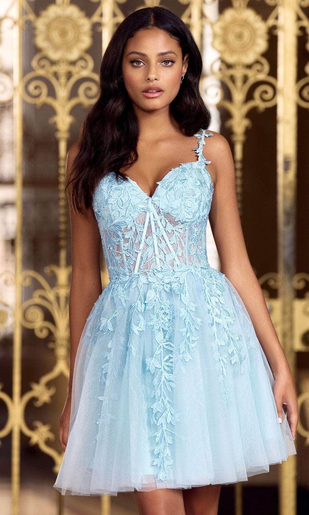 Image of Sherri Hill 55107 - Laced Sweetheart Cocktail Dress