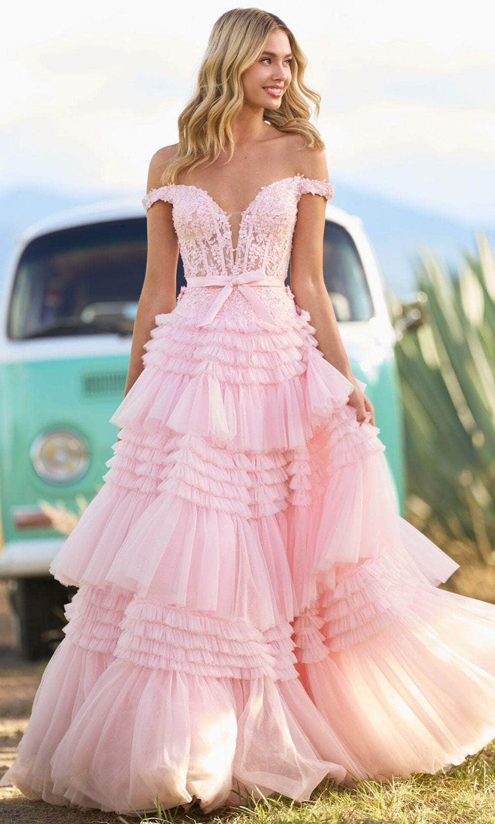 Image of Sherri Hill 55309 - Off Shoulder Tiered Prom Dress