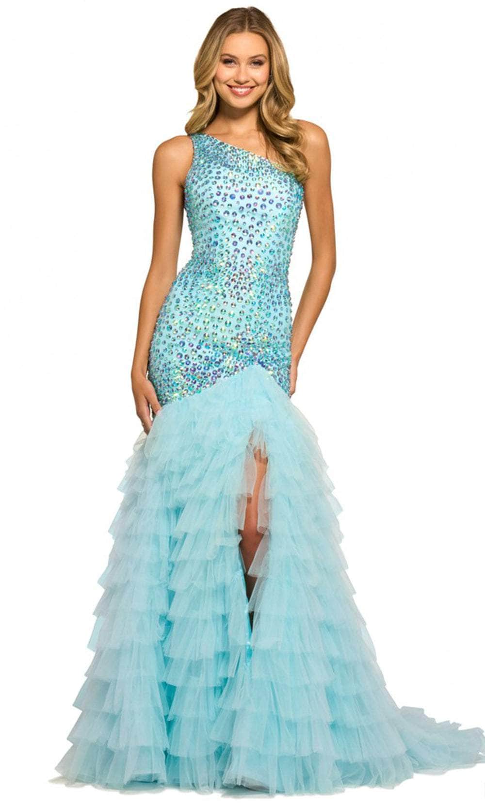Image of Sherri Hill 55357 - One-Sleeve Beaded Prom Gown