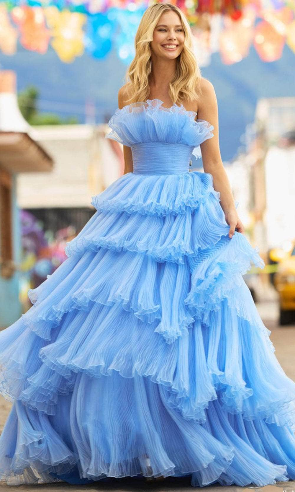 Image of Sherri Hill 55594 - Ruffled Strapless Ball Gown