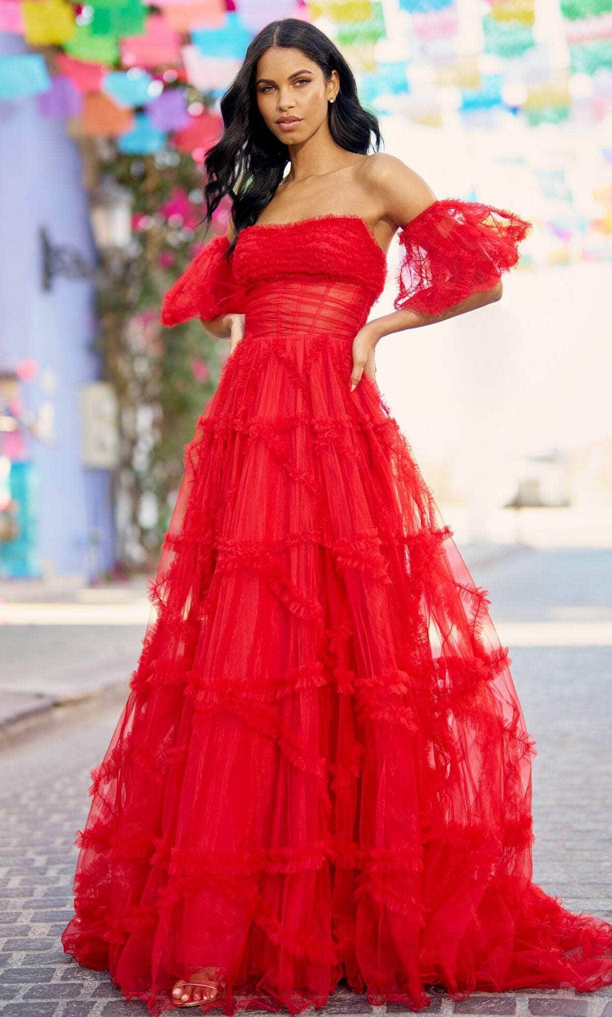 Image of Sherri Hill 55840 - Ruffle Embellished Prom Gown