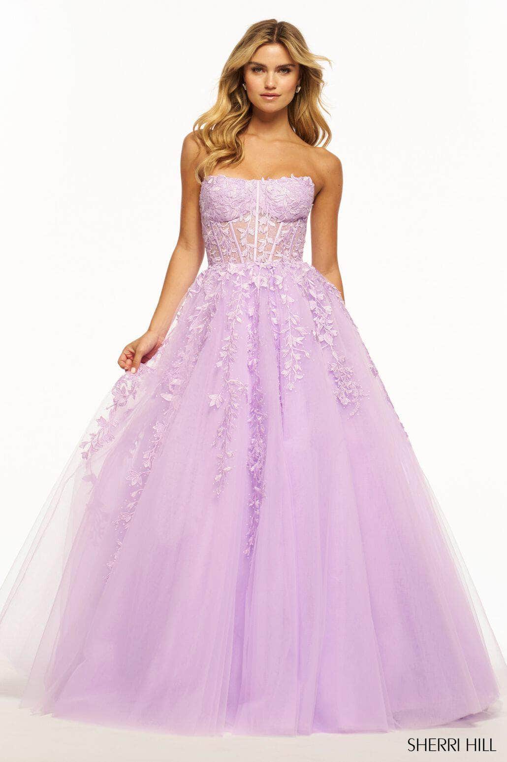 Image of Sherri Hill 55993 - Scoop Illusion Corset Gown