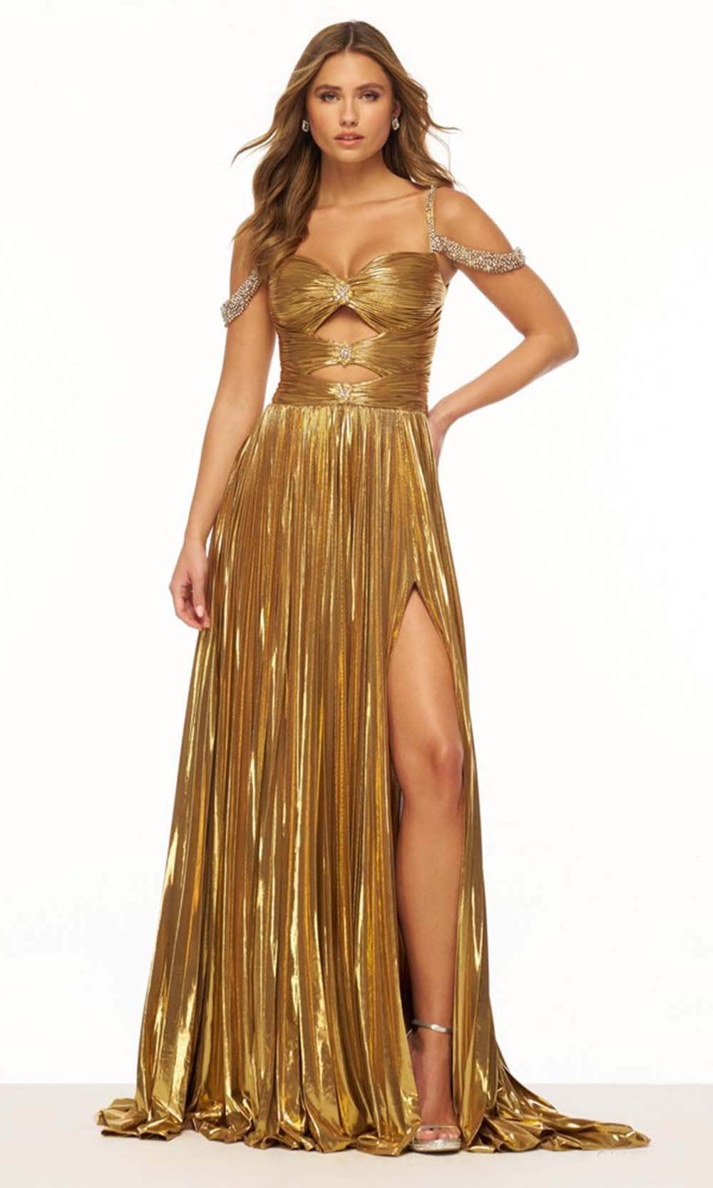 Image of Sherri Hill 56187 - Metallic Cutout Prom Gown