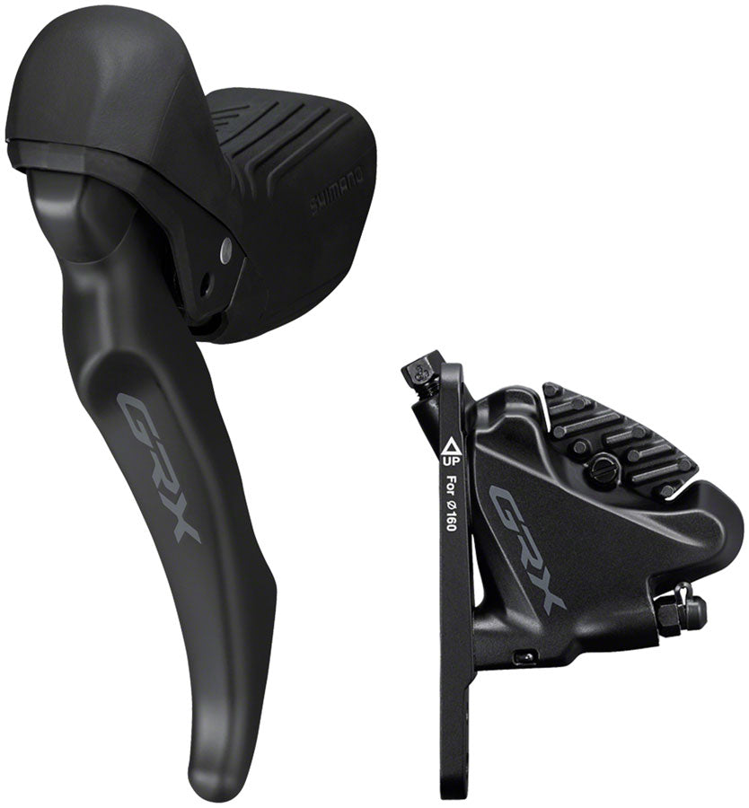 Image of Shimano GRX BL-RX610 Brake Lever with BR-RX400 Hydraulic Disc Brake Caliper - Left/Front Flat Mount Caliper Black