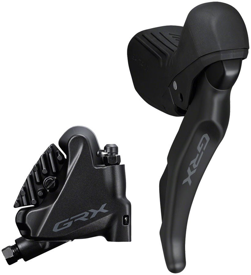 Image of Shimano GRX ST-RX610 Shift/Brake Lever with BR-RX400 Hyd Disc Brake Caliper - Right/Rear 12-Spd Flat Mnt Caliper For 25mm Mount Black