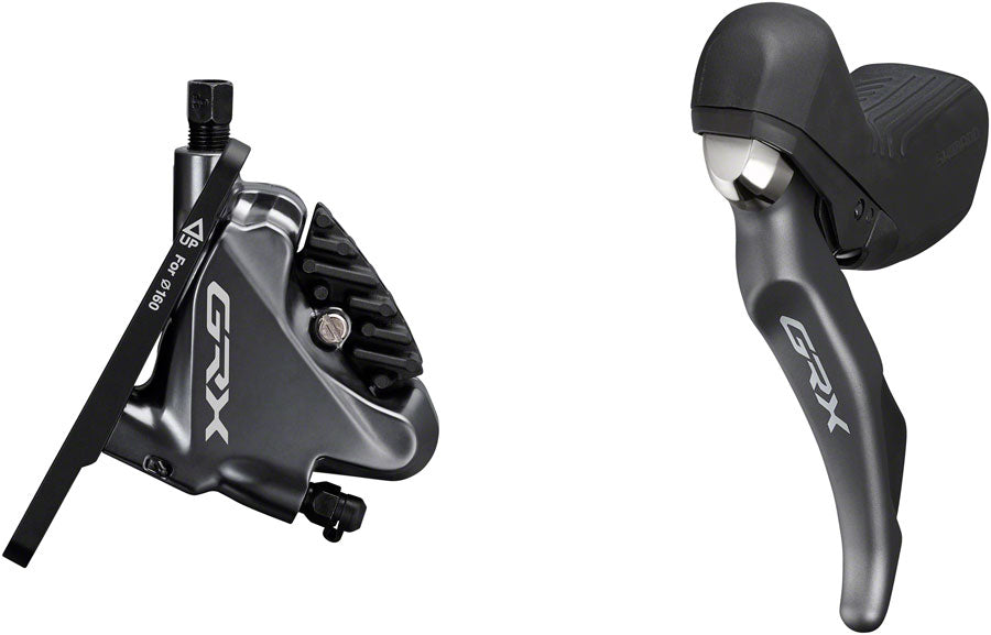 Image of Shimano GRX ST-RX810 Shifter/Brake Lever with BR-RX810 Hydraulic Disc Brake Caliper - Left/Front 2x Flat Mount Caliper