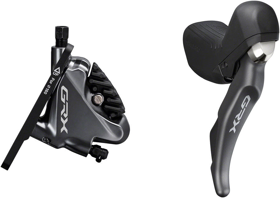 Image of Shimano GRX ST-RX810 Shifter/Brake Lever with BR-RX810 Hydraulic Disc Brake Caliper - Right/Rear 11-Speed Flat Mount Caliper