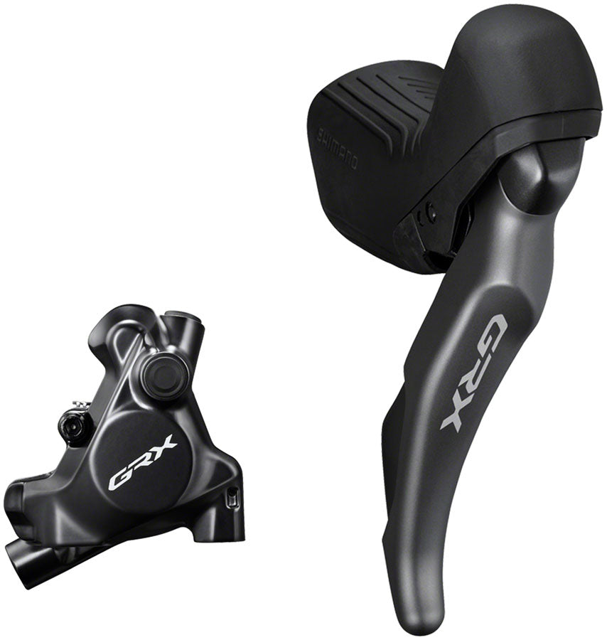 Image of Shimano GRX ST-RX820 Shift/Brake Lever with BR-RX820 Hyd Disc Brake Caliper - Right/Rear 12-Speed Flat Mount Caliper For 25mm Mount