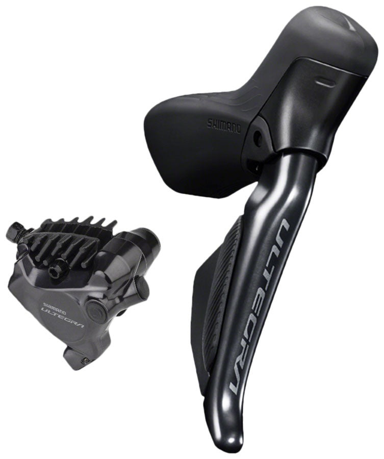 Image of Shimano Ultegra ST-R8170D Di2 Shift/Brake Lever with BR-R8170 Hydraulic Disc Brake Caliper - Right/Rear 12-Speed Flat Mount Black