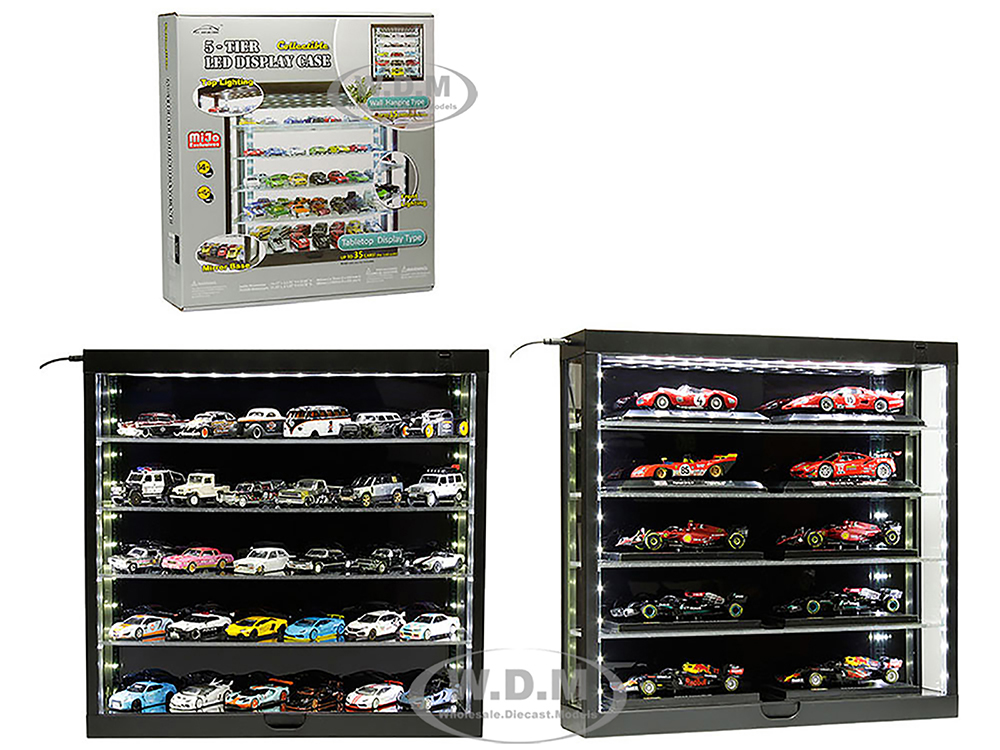 Image of Showcase Wall Mount 5 Tier Display Case with Black Back Panel "Mijo Exclusives" for 1/64-1/43 Scale Models