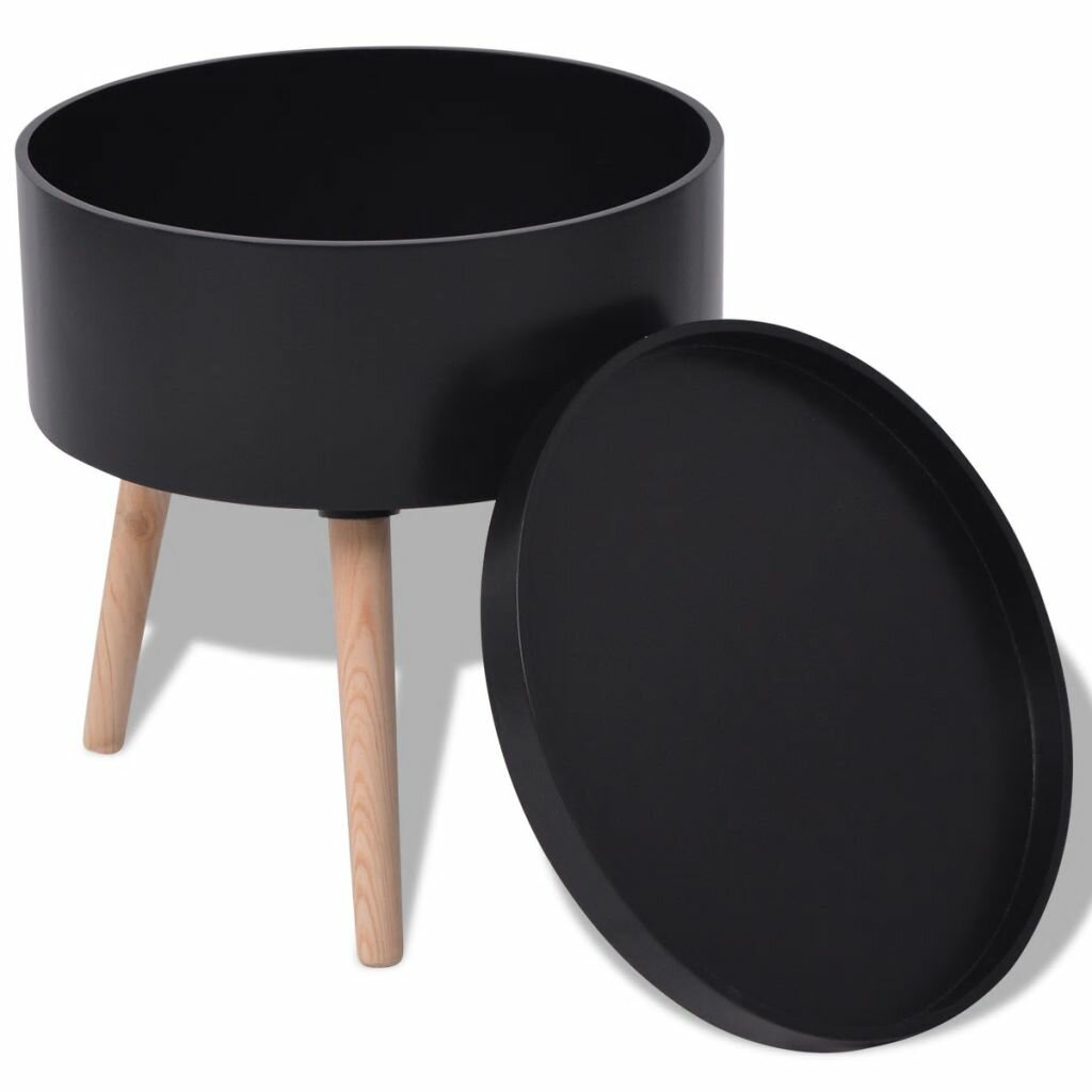 Image of Side Table with Serving Tray Round 156"x175" Black
