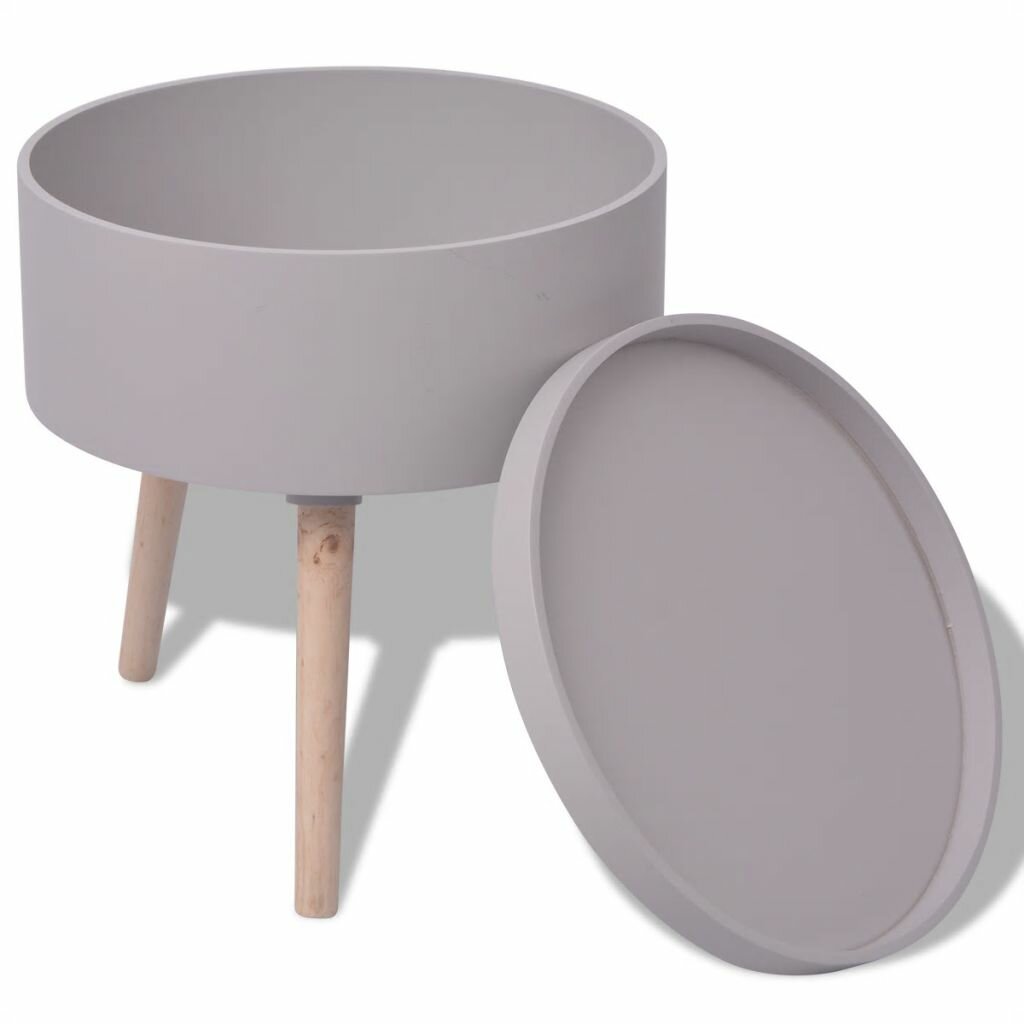 Image of Side Table with Serving Tray Round 156"x175" Gray