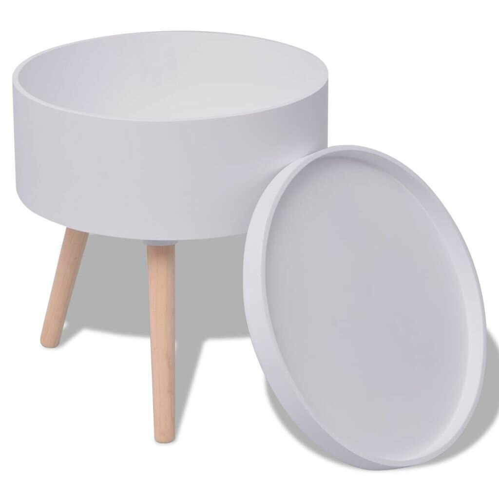 Image of Side Table with Serving Tray Round 156"x175" White