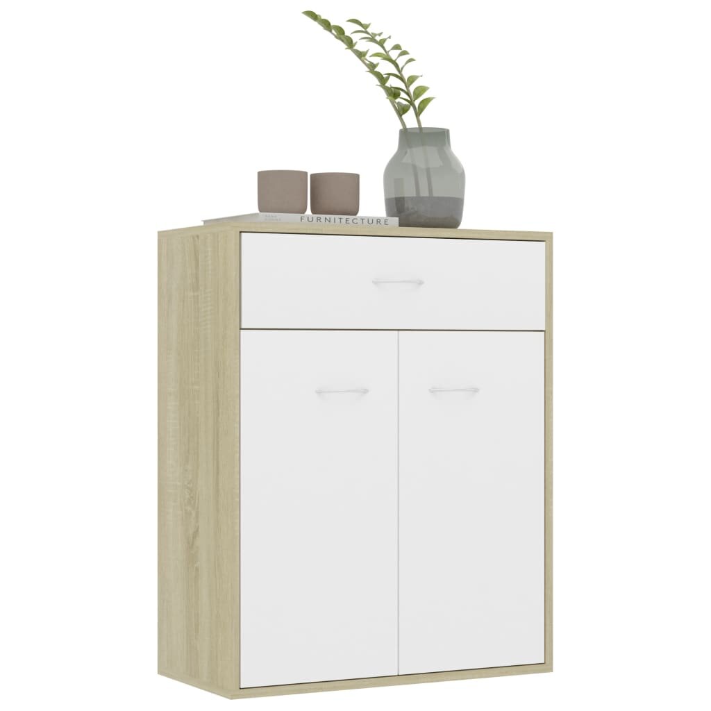 Image of Sideboard White and Sonoma Oak 236"x118"x295" Chipboard