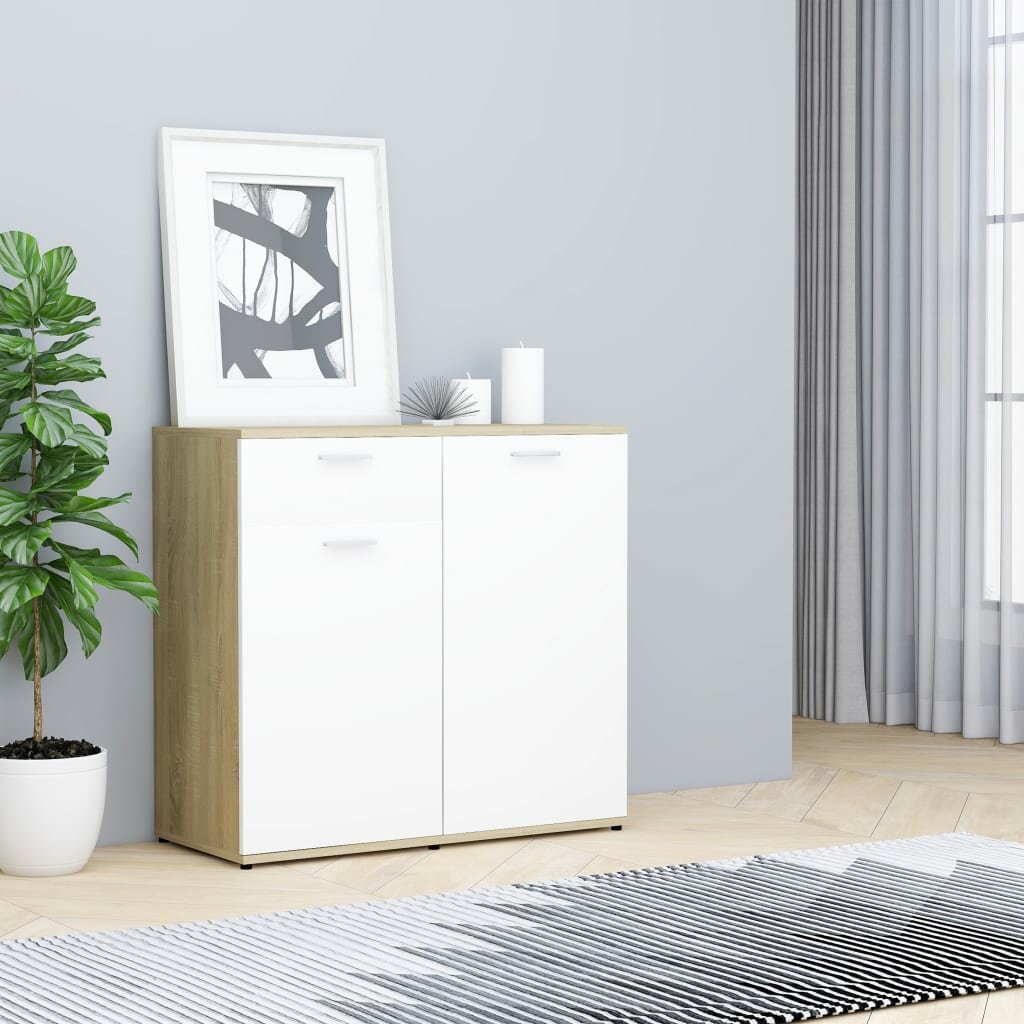 Image of Sideboard White and Sonoma Oak 315"x141"x295" Chipboard