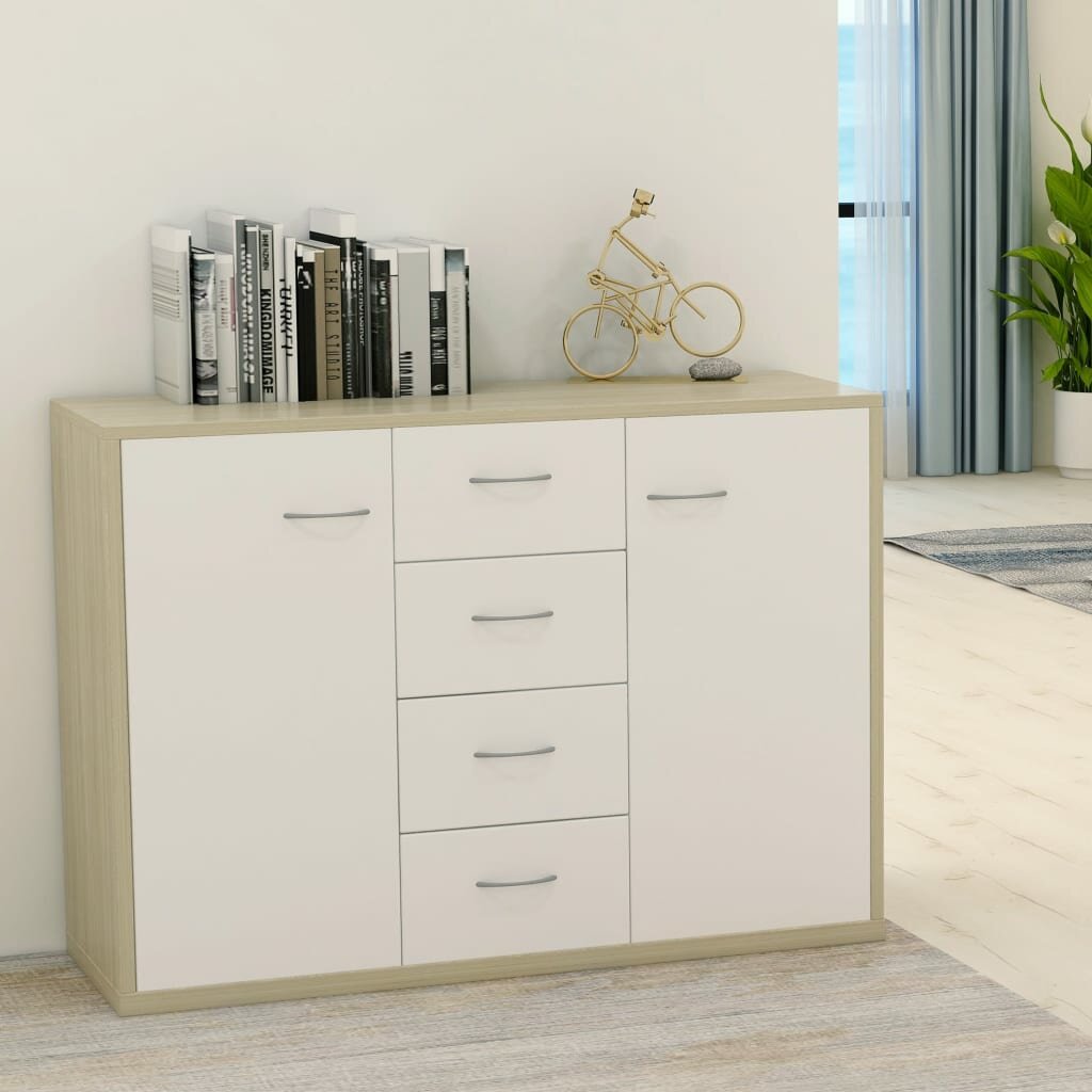 Image of Sideboard White and Sonoma Oak 346"x118"x256" Chipboard