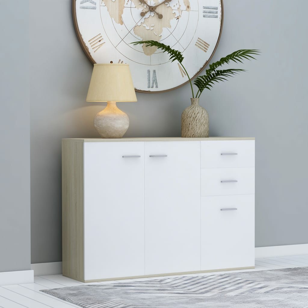 Image of Sideboard White and Sonoma Oak 413"x118"x295"Chipboard