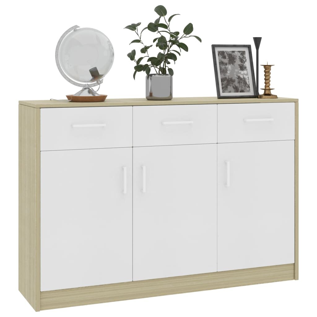 Image of Sideboard White and Sonoma Oak 433"x134"x295" Chipboard