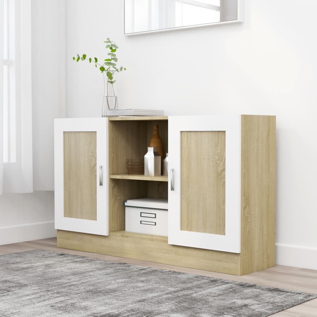 Image of Sideboard White and Sonoma Oak 472"x12"x276" Chipboard