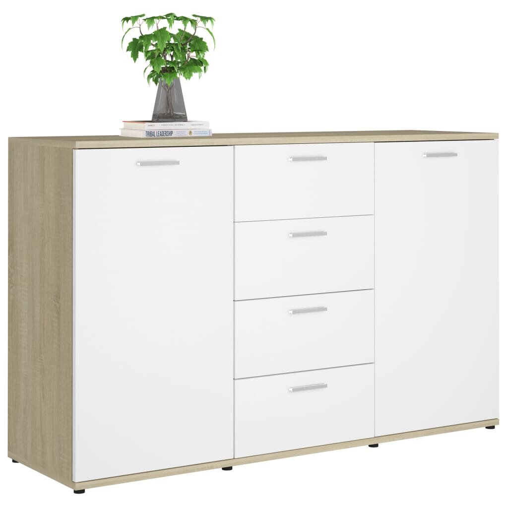 Image of Sideboard White and Sonoma Oak 472"x14"x295" Chipboard