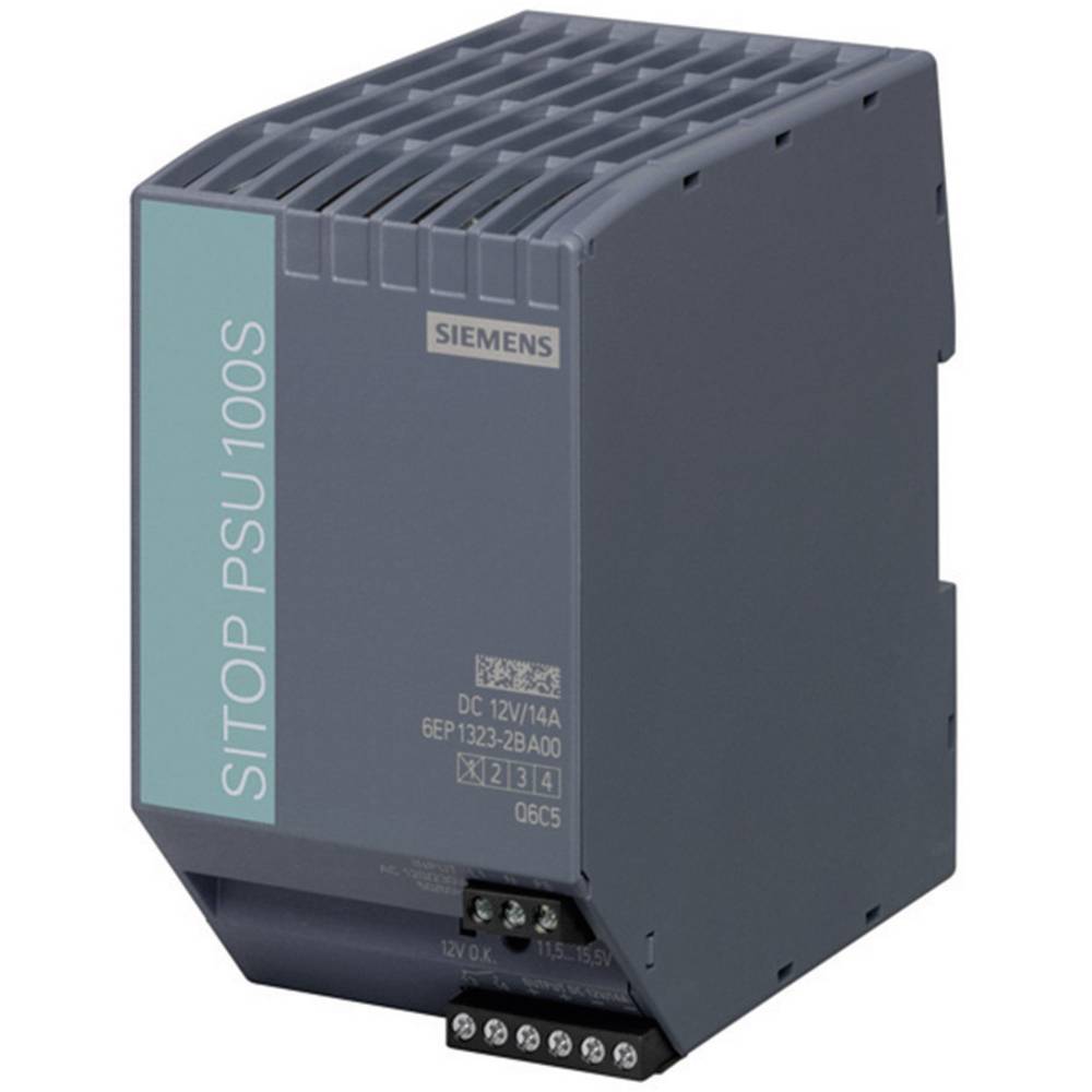 Image of Siemens SITOP PSU100S 12 V/14 A Rail mounted PSU (DIN) 12 V DC 14 A 120 W No of outputs:1 x Content 1 pc(s)