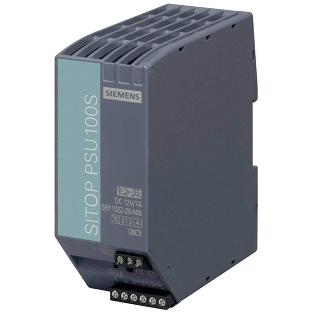 Image of Siemens SITOP PSU100S 12 V/7 A Rail mounted PSU (DIN) 12 V DC 7 A 80 W No of outputs:1 x Content 1 pc(s)