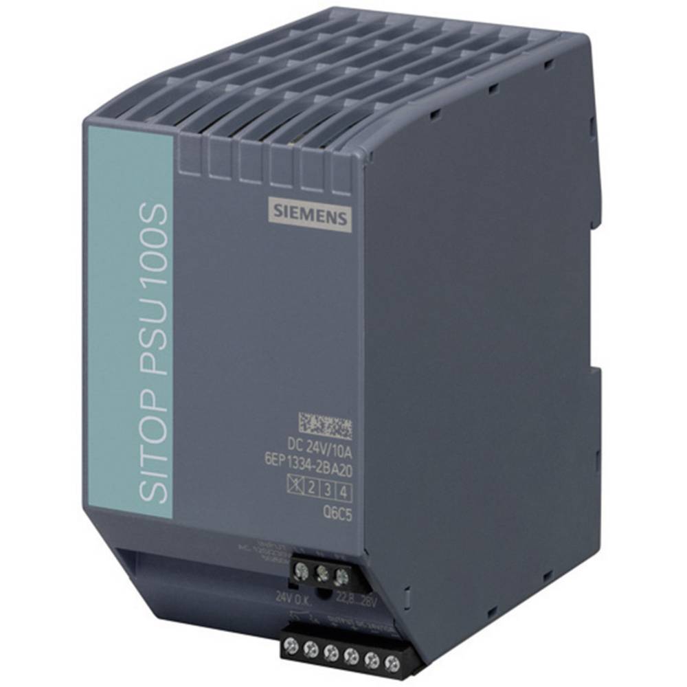 Image of Siemens SITOP PSU100S 24 V/10 A Rail mounted PSU (DIN) 24 V DC 10 A 240 W No of outputs:1 x Content 1 pc(s)