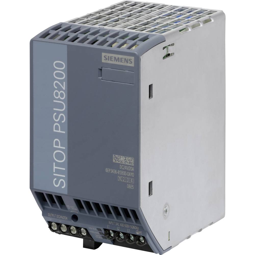 Image of Siemens SITOP PSU8200 24 V/20 A Rail mounted PSU (DIN) 24 V DC 20 A 480 W No of outputs:1 x Content 1 pc(s)