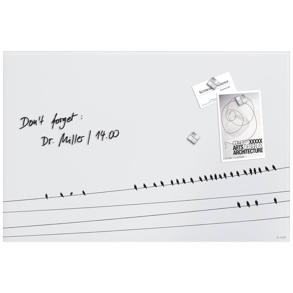 Image of Sigel Glass board (magnetic) Artverum Little Birds (W x H) 60 cm x 40 cm White GL284