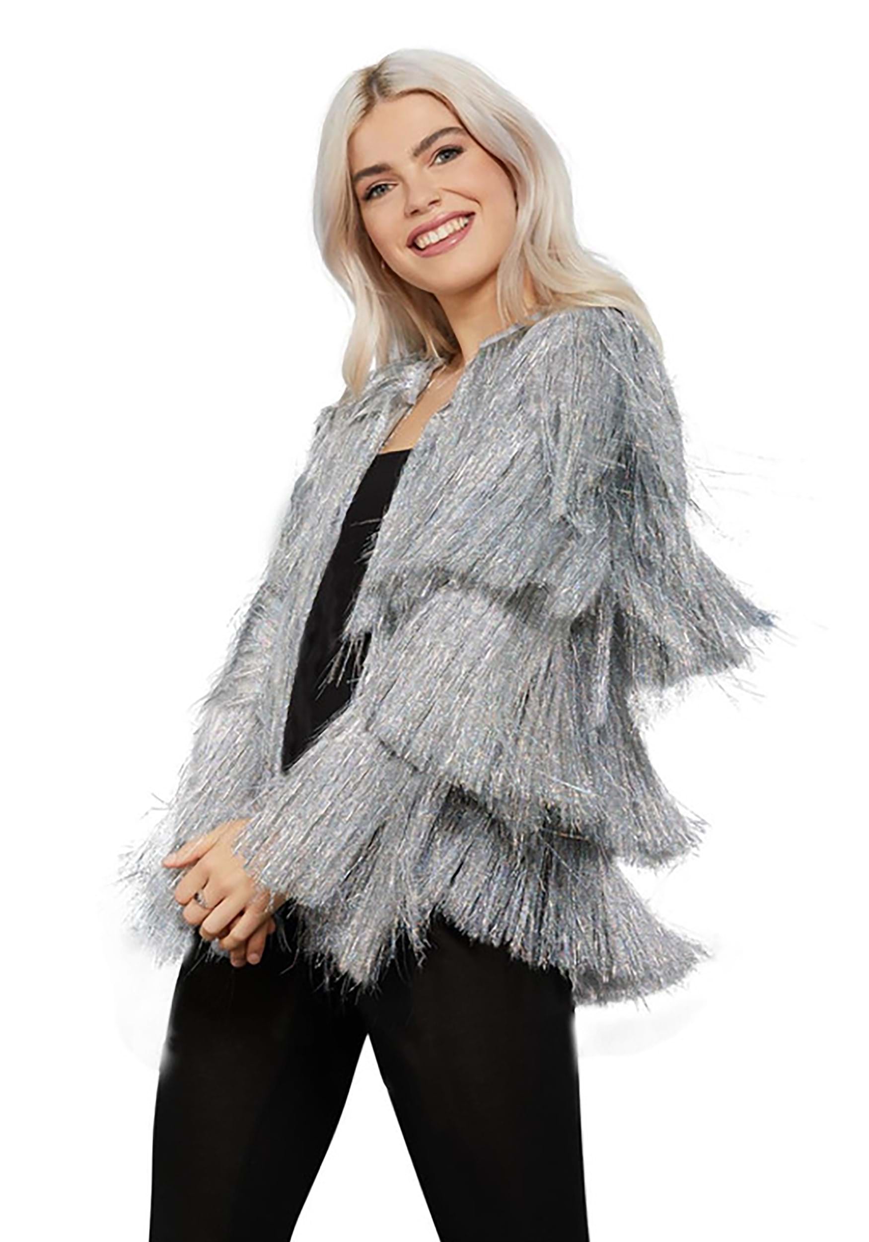 Image of Silver Fringe Tinsel Womens Jacket ID SM74002-S/M