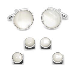 Image of Silver and Mother of Pearl Stud Set