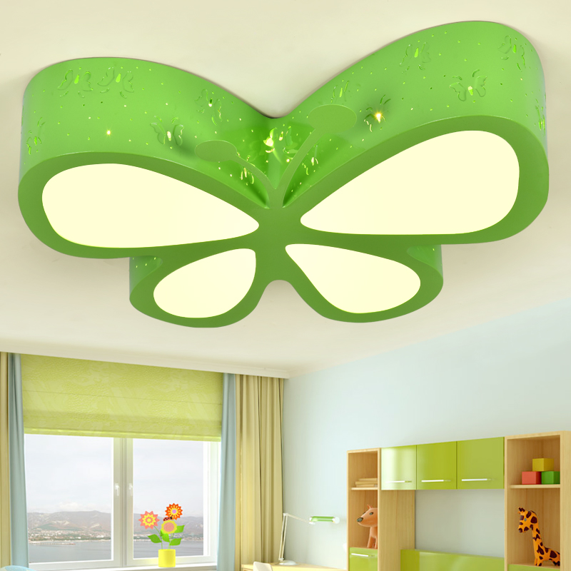 Image of Simple children&#039s room lamp cartoon butterfly LED ceiling light creative bedroom study ceiling lamps dining living