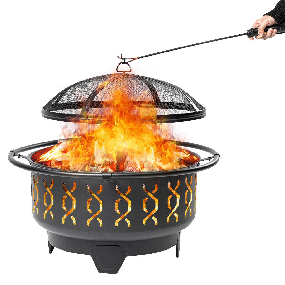Image of SinglyFire30 Inch Fire Pits for Outside Firepit Wood Burning Fire Pit Outdoor Steel Firepit Bowl for Patio Backyard Ca