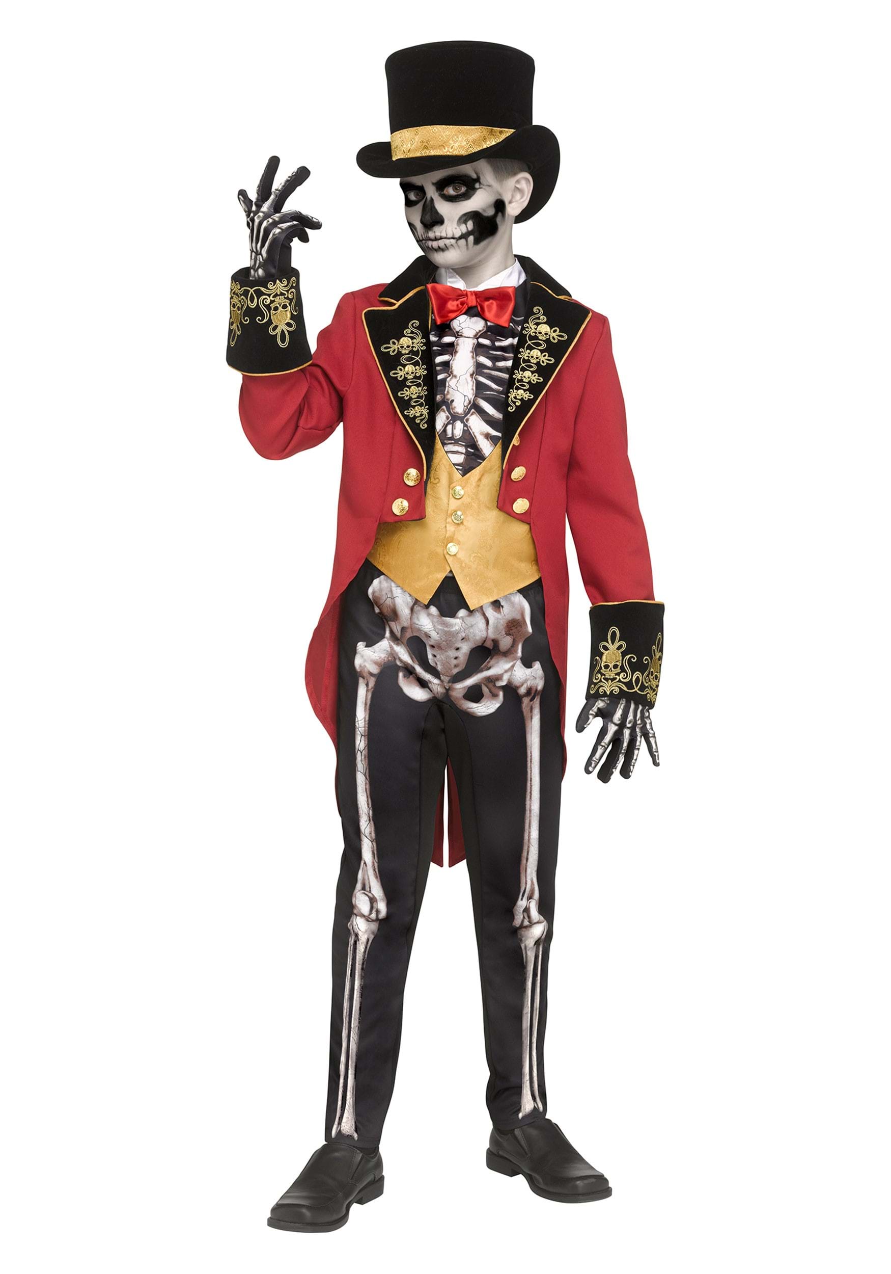 Image of Skeletal Ringmaster Boy's Costume | Circus Costumes ID INCB1146-M