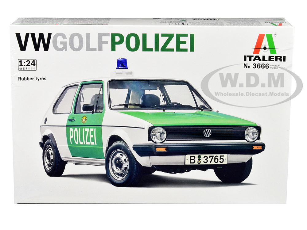 Image of Skill 3 Model Kit 1978 Volkswagen Golf "Berlin Polizei (Police) Department" 1/24 Scale Model by Italeri