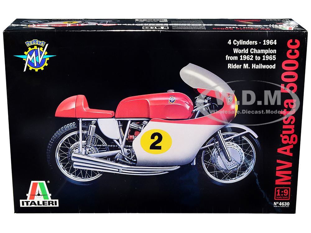 Image of Skill 4 Model Kit 1964 MV Agusta 500 CC 4 Cylinders 2 Motorcycle "World Champion from 1962 to 1965" 1/9 Scale Model by Italeri