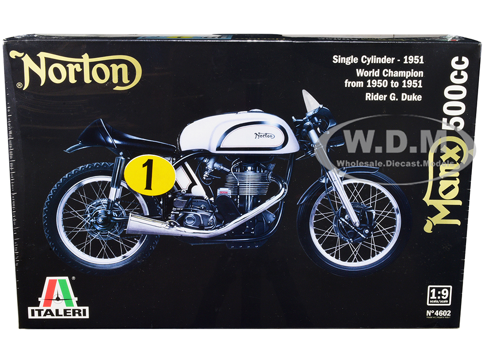 Image of Skill 5 Model Kit Norton Manx 500cc Motorcycle 1 "World Champion 1950 to 1951" 1/9 Scale Model by Italeri