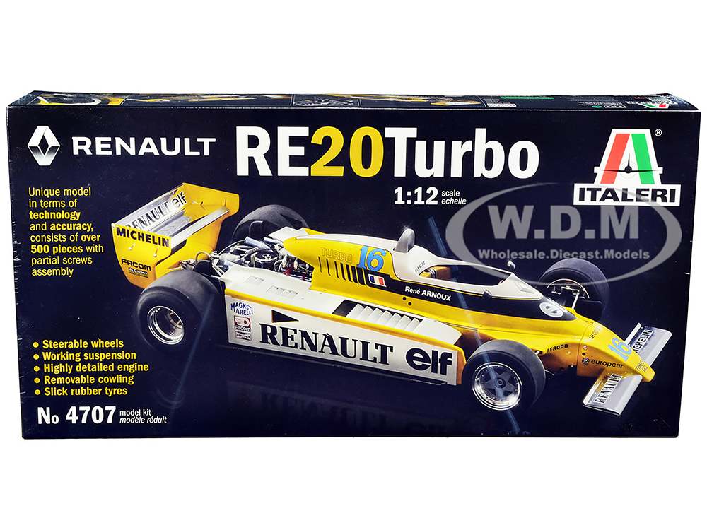 Image of Skill 5 Model Kit Renault RE 20 Turbo F1 Formula One World Championship (1980) 1/12 Scale Model by Italeri