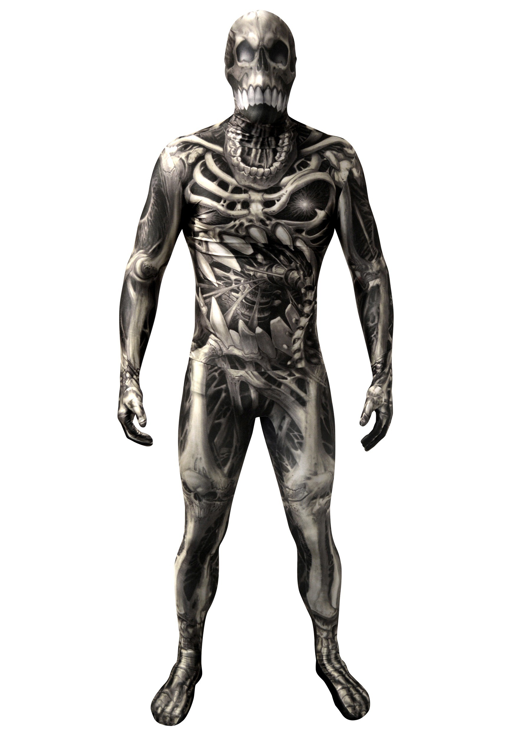 Image of Skull & Bones Skeleton Morphsuit Costume for Adults ID MPMLMSBM-M