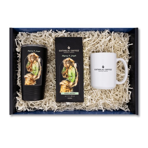 Image of Sleeping St Joseph Decaf Coffee Tumbler & Mug Gift Set