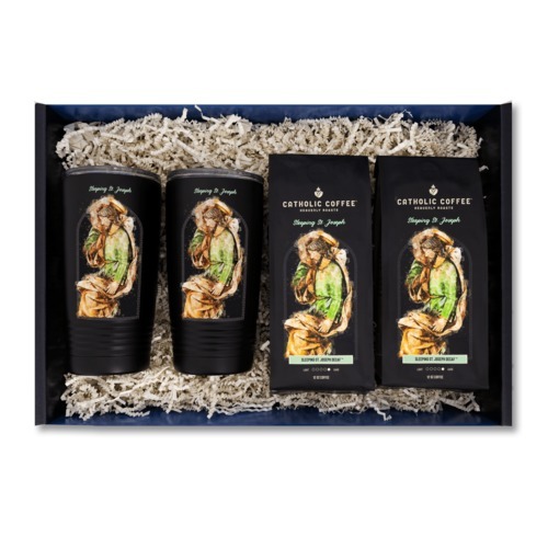 Image of Sleeping St Joseph Decaf Coffee and 2 Tumblers Gift Set