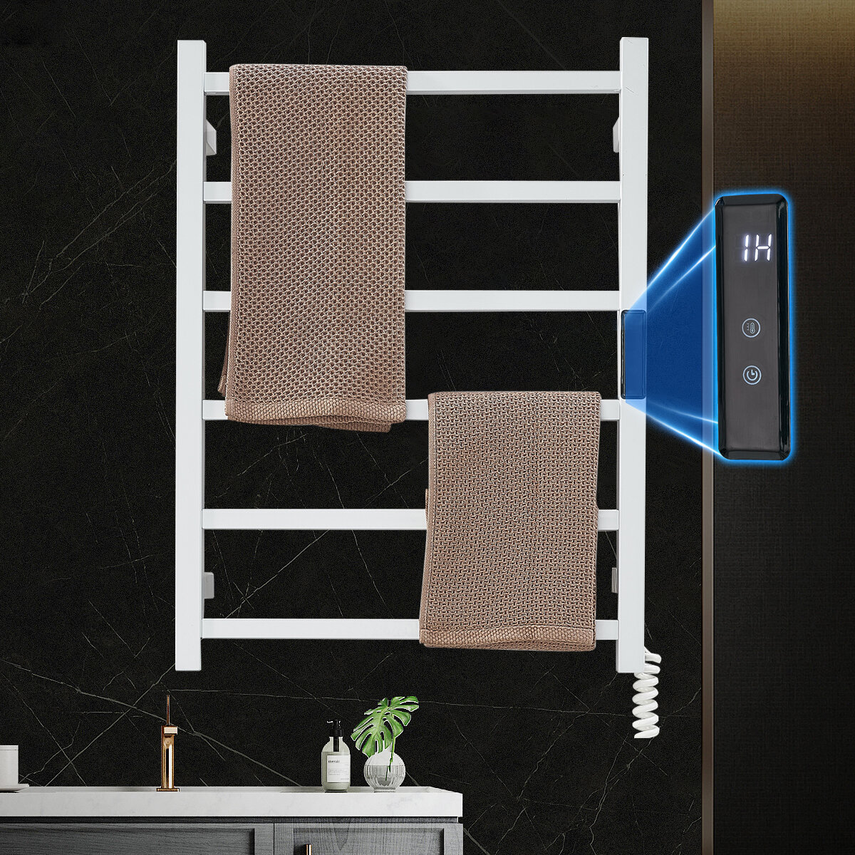 Image of Smart Carbon Fiber Electric Towel Rack Dehumidification Constant Temperature Electric Heating Towel Rack