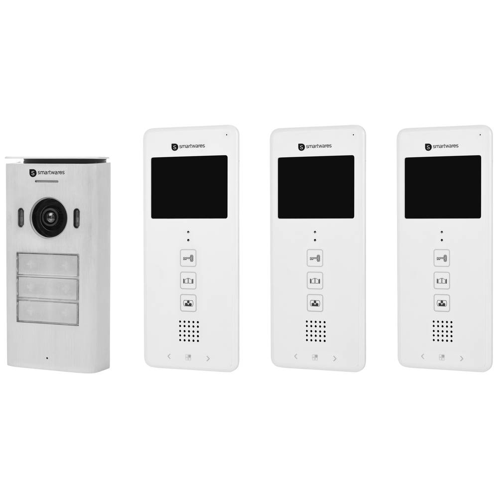 Image of Smartwares DIC-22132 Video door intercom Two-wire Complete kit 3 flat building White